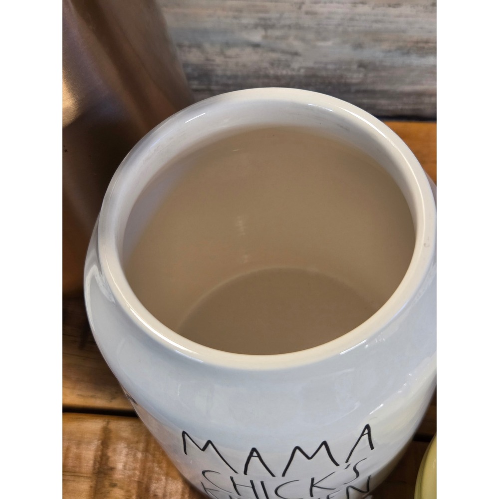 Rae Dunn Mama Chicks Kitchen Ceramic Canister White with Yellow Lid Farmhouse - Picture 8 of 13